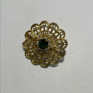 Cassiespells Gold and Green Floral Brooch